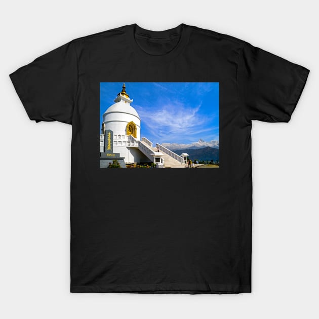 Peace Pagoda, Pokhara. T-Shirt by bulljup